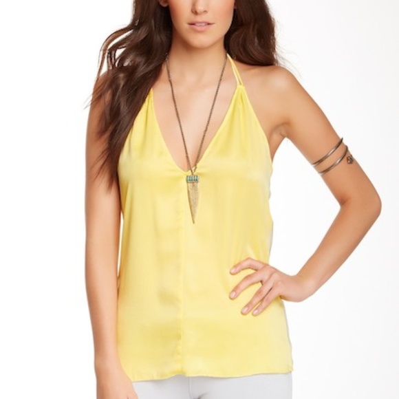NWT! 100% SILK Babakul Lena Silk Halter Yellow M - Picture 1 of 3
